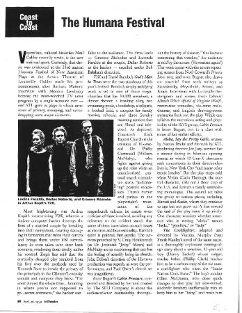 Press from "Cabin Pressure" at Actors Theatre of Louisville, Coast to Coast review 1999