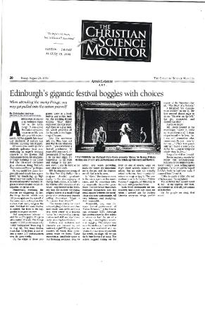 Press from "Cabin Pressure" at Edinburgh, Christian Science Monitor review, 2000