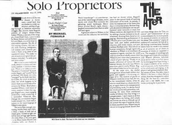 Press from "Bob" at  NYTW Village Voice review, 1998