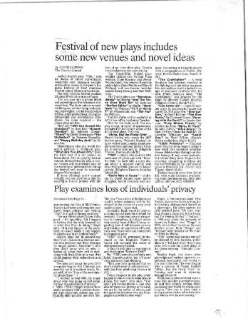 Press from "Cabin Pressure" at Actors Theatre of Louisville, Courier Journal listing(2), 1999