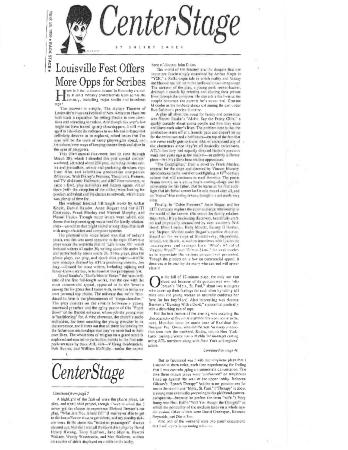 Press from "Cabin Pressure" at Actors Theatre of Louisville, CenterStage review, 1999,