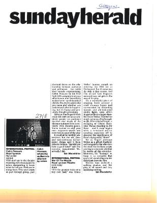 Press from "Cabin Pressure" Edinburgh, Sunday Herald review, 2000