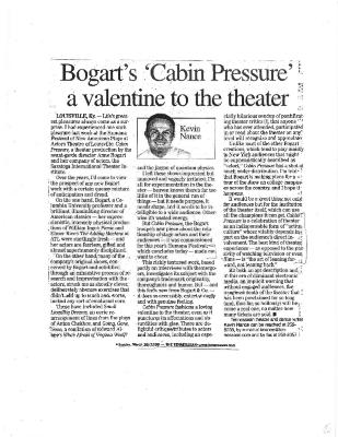 Press from "Cabin Pressure" at Actors Theatre of Louisville, Tennessean review, 1999