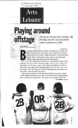 Press from "Cabin Pressure" at Actors Theatre of Louisville, Lesiure Arts feature, 1999