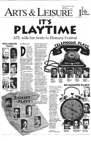 Press from "Cabin Pressure" at Actors Theatre of Louisville, Courier Journal listing, 1999