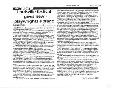 Press from "Cabin Pressure" at Actors Theatre of Louisville, etctheater review, 1999