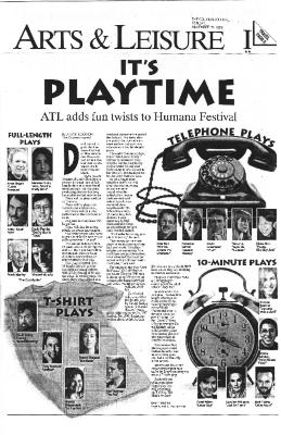 Press from "Cabin Pressure" at Actors Theatre of Louisville, Courier Journal listing, 1999
