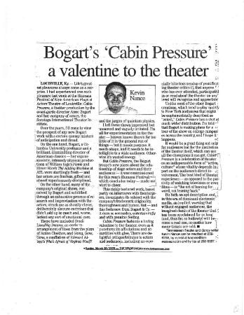 Press from "Cabin Pressure" at Actors Theatre of Louisville, Tennessean review, 1999