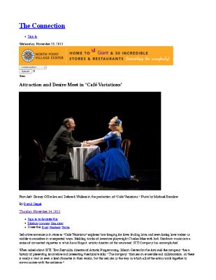 Press from "Café Variations" at the Mason Center, Connection, Nov, 2013