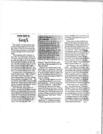 Press from "Cabin Pressure" at Actors Theatre of Louisville, genX, 1999