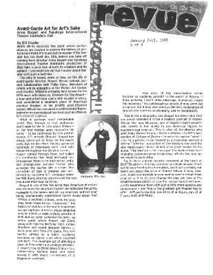 Press from "Bob" at Walker Art Center, Revue On the Town feature, 1999
