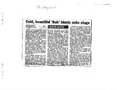 Press from "Bob: at  NW Cultural, Oregonian review, 1999