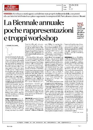 Press from "Bob" at the Venice Biennale, il Fatto Quotidiano (Italian), August, 2016