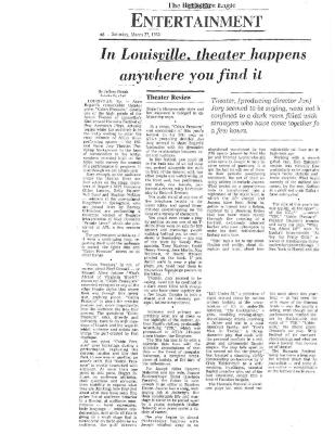 Press from "Cabin Pressure" at Actors Theatre of Louisville, Berkshire Eagle review, 1999,