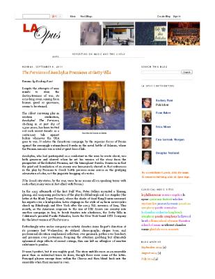 Press from "Persians" at Getty Museum, LA Opus, review 2014