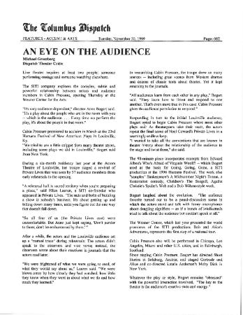 Press from "Cabin Pressure" Wexner Center for the Arts, Columbus Dispatch review(2), 1999