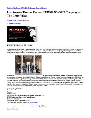 Press from "Persians" at Getty Museum, Stage and Cinema, review 2014