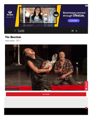 Press from "The Bacchae" at BAM, Time Out NY, 2018