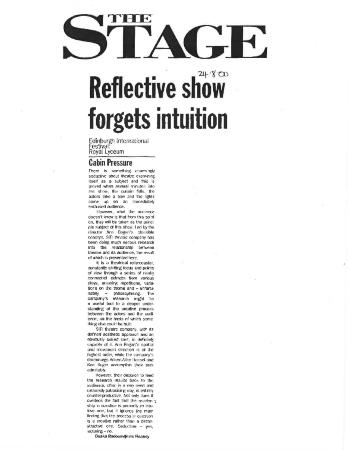 Press from "Cabin Pressure" Edinburgh, The Stage review, 2000