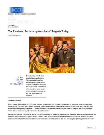 Press from "Persians" at Getty Museum, KCET Artbound, review 2014