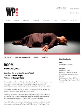 Web page "from" Room at Women's Project Theater listing, 2011