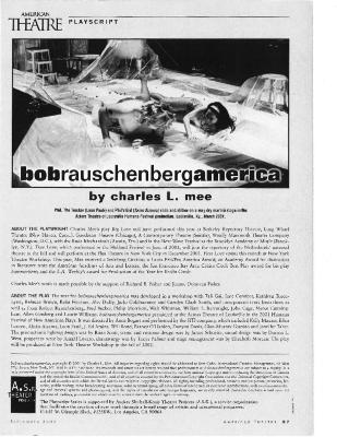 Press from "bobrauschenbergamerica" American Theatre feature and script, 2001