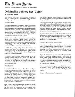 Press from "Cabin Pressure" at Miami Light Project, Miami Herald, 2000