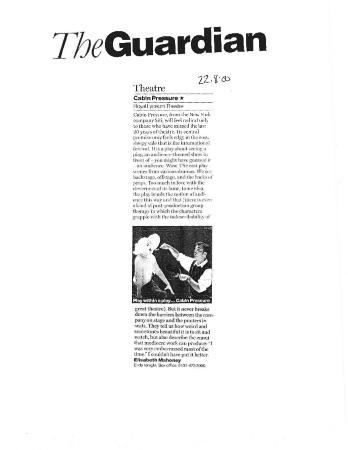 Press from "Cabin Pressure" Edinburgh, Guardian listing, 2000