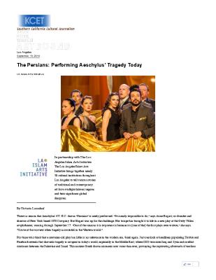 Press from "Persians" at Getty Museum, KCET Artbound, review 2014