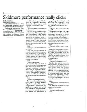Press from "The Medium" at Skidmore College, Times Union review, 1993