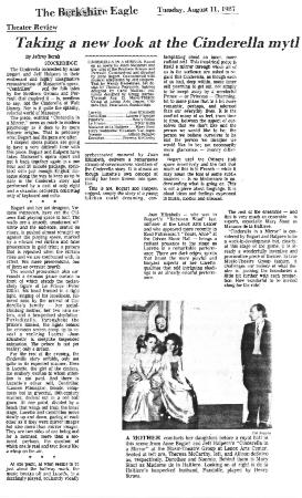 Press from Anne Bogart's "Cinderella" at Lenox Arts Center, Berkshire Eagle, 1987