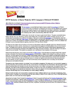 Press from "Trojan Women" at Arts Emerson, BWW review, 2013