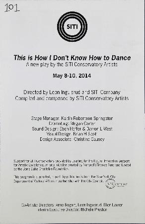Program from "This is How I Don’t Know How to Dance" 2014
