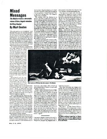 Press from "The Medium" at Theatre Artaud, Mari Coates review, 1995