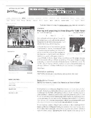 Press from "Cafe Variations" at the Cutler-Majestic, Boston Globe review 2012