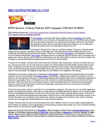 Press from "Trojan Women" at Arts Emerson, BWW review, 2013