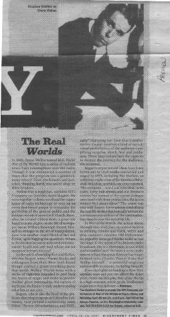 Press from "War of the Worlds" at the Edison Theatre, Riverfront Times, 2001