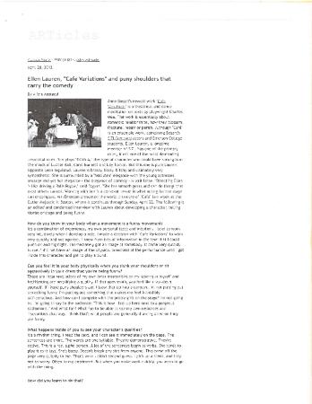 Press from "Cafe Variations" at the Cutler-Majestic, Collected Stories Ellen Lauren interview 2012