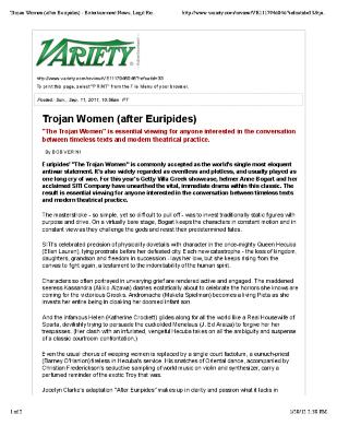 Press from "Trojan Women" at Getty, Variety review, 2011