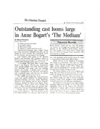 Press from "The Medium" at the Wexner Center for the Arts, Columbus Dispatch review, 1996