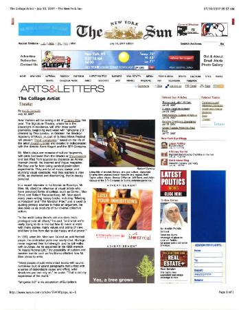 Press from "Hotel Cassiopeia" at BAM, NY Sun feature, 2007