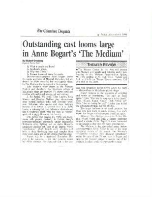 Press from "The Medium" at the Wexner Center for the Arts, Columbus Dispatch review, 1996