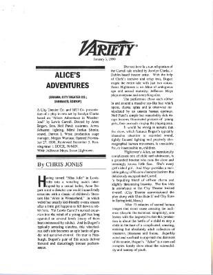Press from "Alice's Adventures" at City Theatre, Variety review, 1998