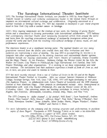 Press Release About SITI, circa 2000