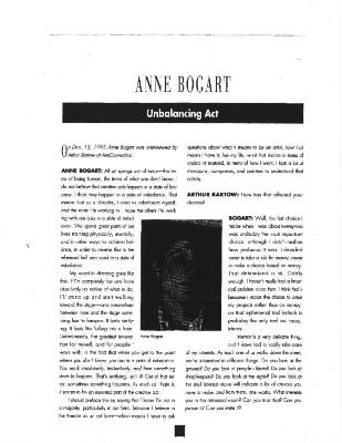 Press about Anne Bogart, Arts Connection, 1995
