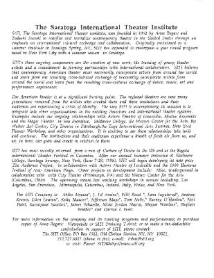Press Release About SITI, circa 2000