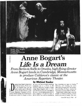 Press about Anne Bogart, Theater Week, 1989