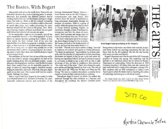 Press about Anne Bogart, from The Arts, 2012