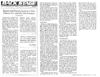 Press about Bogart/Suzuki, BackStage, 1992