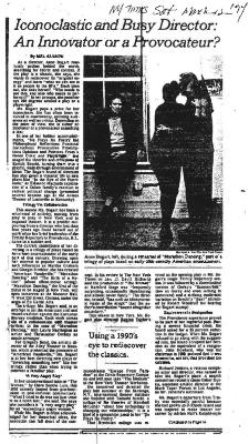 Press about Anne Bogart, NY Times feature, 1994